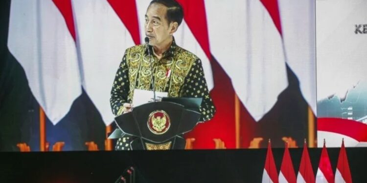 Presiden Joko Widodo (Jokowi) memberikan sambutan dalam pembukaan Rakornas Kepala Daerah dan Forkopimda 2023 di SICC, Sentul, Kabupaten Bogor, Jawa Barat, Selasa (17/1/2023). (MASAPNEWS/ANT)