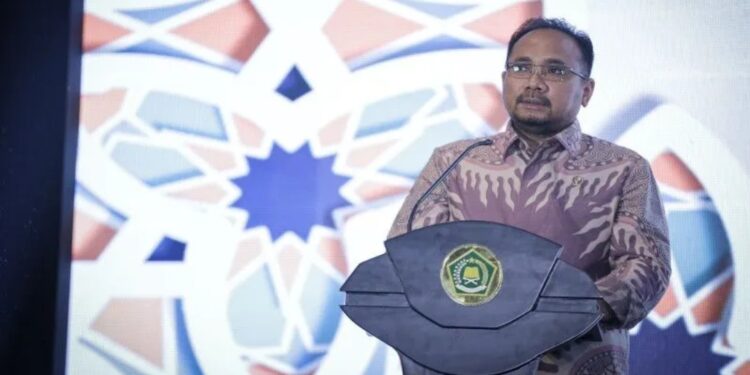 Menteri Agama Yaqut Cholil Qoumas saat membuka Rapat Kerja Nasional 2023 Kementerian Agama di Surabaya, Sabtu (4/2/2023). (MASAPNEWS/ANT/HO-Kemenag)