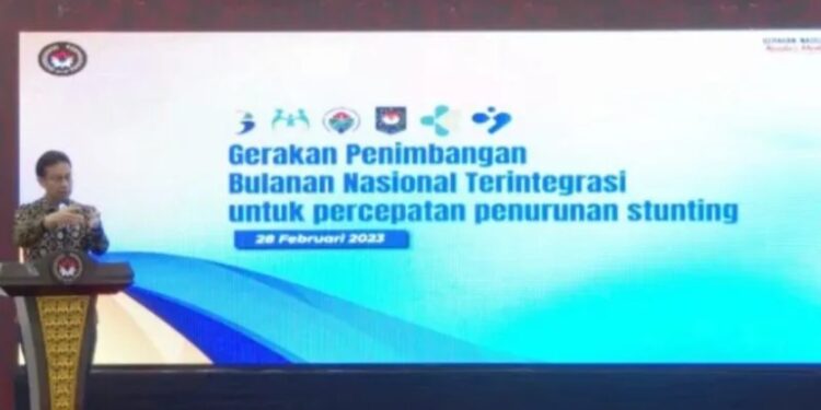 Tangkapan layar Menteri Kesehatan (Menkes) Budi Gunadi Sadikin pada acara peluncuran Gerakan Penimbangan Bulanan Nasional Terintegrasi di Jakarta, Selasa (28/2/2023). (MASAPNEWS/ANT)