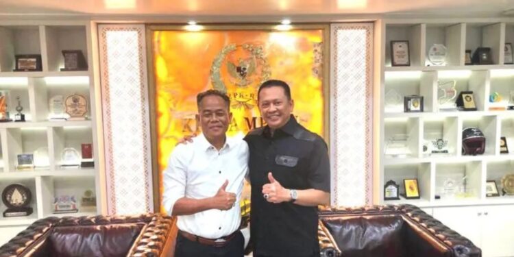 Ketua MPR RI Bambang Soesatyo menerima Direktur Institut Filsafat Pancasila Yoseph Umarhadi, di Jakarta, Sabtu (11/3/2023). (MASAPNEWS/ANT/HO-MPR RI)