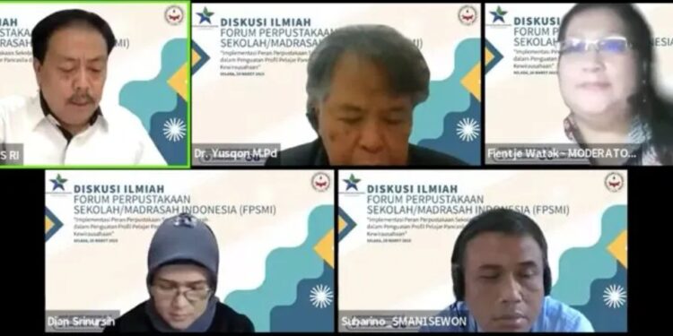 Webinar Implementasi Peran Perpustakaan Sekolah/ Madrasah dalam Penguatan Profil Pelajar Pancasila dan Kewirausahaan. (MASAPNEWS/ANT)