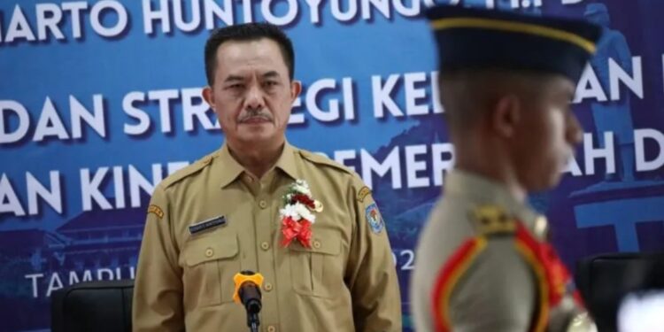 Kepala BSKDN Kemendagri Yusharto Huntoyungo dalam kuliah umum "Tugas dan Fungsi BSKDN" yang diselenggarakan IPDN Sulawesi Utara di Sulawesi Utara, Selasa (28/3/2023). (MASAPNEWS/ANT/HO-Humas BSKDN Kemendagri)