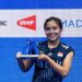 Gregoria Mariska Tunjung merengkuh gelar World Tour pertamanya di Spain Masters 2023 setelah mengalahkan pebulutangkis India P. V. Sindhu pada laga final yang digelar hari Minggu (2/4/2023, 8:28 PM · Apr 2, 2023). (MASAPNEWS/ANT/Twitter/@INABadminton)