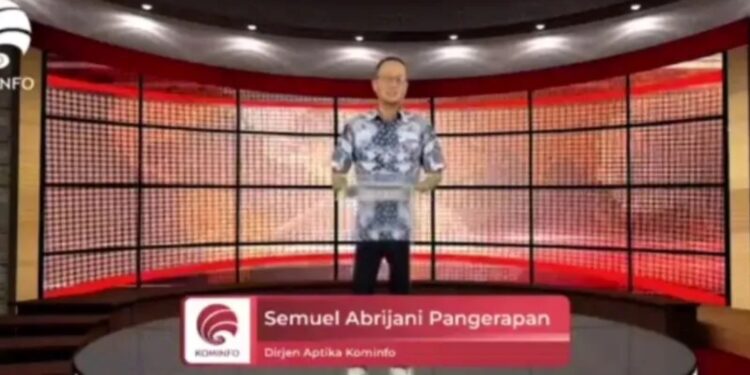Tangkapan layar Direktur Jenderal Aplikasi Informatika (Aptika) Kemenkominfo Semuel A. Pangerapan dalam webinar Siberkreasi X Blibli Strategi Branding dan HKI Pelaku Usaha Milenial Sukses yang dipantau di Jakarta, Rabu (12/4/2023). (MASAPNEWS/ANT)