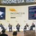 Moderator Donny Novanda bersama para pembicara Deputi Bidang Koordinasi Perniagaan dan Industri, Kementerian Koordinator Bidang Perekonomian Ali Murtopo Simbolon, Direktur Bisnis Digital PT Telkom Indonesia (Persero) Tbk Muhamad Fajrin Rasyid, Direktur PT Akebono Brake Astra Indonesia Daniel Suryananta, dan Senior Director Factory Automation Sales Asia-Pacific, Siemens AG Factory Sascha Maennl (kiri ke kanan) dalam konferensi sesi pertama di Paviliun Indonesia, Hannover Messe, di Hannover, Jerman, Selasa (18/4/2023). (MASAPNEWS/ANT/HO Kementerian Perindustrian)