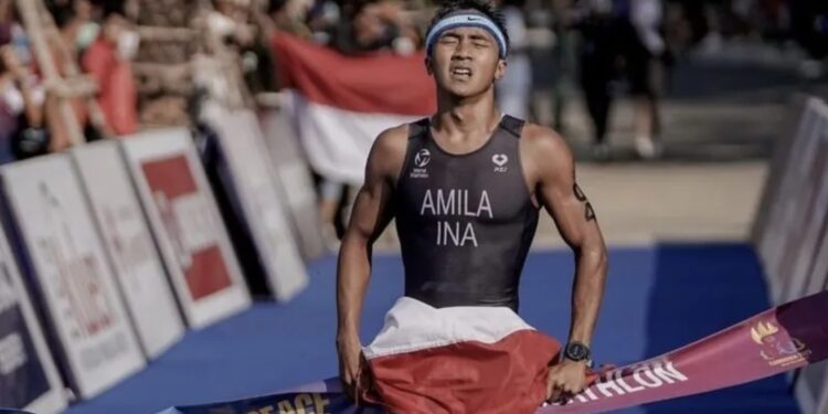 Atlet aquatlon Rashif Amila Yaqin berhasil meraih medali emas di ajang Sea Games XXXII/2023 Kamboja. (MASAPNEWS/ANT/Instagram/@ina.triathlon)