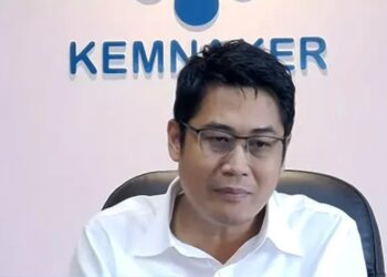 Sekretaris Ditjen PHI dan Jamsos Kemnaker RI Surya Lukita saat memaparkan pertumbuhan ekonomi Indonesia sejak diterapkannya UU Ciptaker, Jakarta, Selasa (2/5/2023) (MASAPNEWS/ANT)