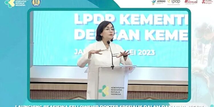 Tangkapan layar - Menteri Keuangan (Menkeu) Sri Mulyani Indrawati saat Peluncuran Beasiswa Fellowship Luar Negeri di Jakarta, Senin (8/5/2023). (MASAPNEWS/ANT/Youtube Kementerian Kesehatanl