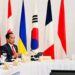 Presiden Joko Widodo saat menyampaikan pandangannya pada Konferensi Tingkat Tinggi (KTT) G7 sesi kesembilan di Hiroshima, Jepang, Minggu (21/5/2023). (MASAPNEWS/ANT/HO-Biro Pers Setpres)