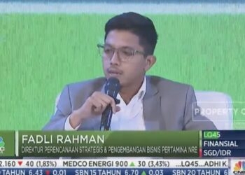 Direktur Perencanaan Strategis dan Pengembangan Bisnis Pertamina New & Renewable Energi (Pertamina NRE) Fadli Rahman memberikan pemaparan dalam kegiatan Green Economic Forum yang dipantau secara virtual di Jakarta, Senin (22/5/2023). (MASAPNEWS/ANT)