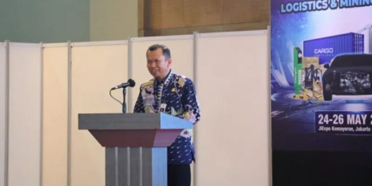 Direktur Angkutan Jalan Ditjen Perhubungan Darat Kemenhub Suharto memberi sambutan dalam pembukaan ASEAN's International Trade Fair for Automotive, Electric Vehicle, Logistics, & Mining Solutions yang digelar di JIExpo, Jakarta, Rabu (24/5/2023). (MASAPNEWS/ANT/HO-Ditjen Perhubungan Darat)