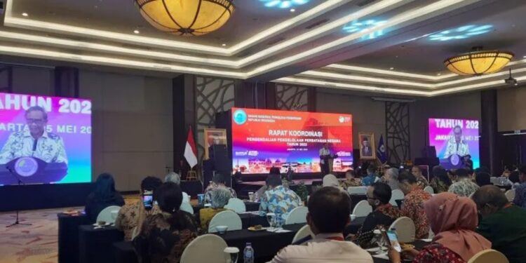 Menkopolhukam Mahfud MD saat menyampaikan arahan dalam Rapat Koordinasi Pengendalian Pengelolaan Perbatasan Negara Tahun 2023 di Hotel Discovery Ancol, Jakarta, Kamis (25/5/2023). (MASAPNEWS/ANT)