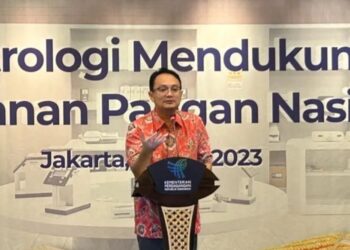 Wakil Menteri Perdagangan (Wamendag) Jerry Sambuaga saat menghadiri seminar "Metrologi Dukung Ketahanan Pangan" di Jakarta, Selasa (23/5/2023). (MASAPNEWS/ANT)