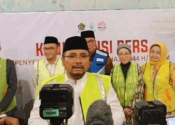 Ilustrasi: Menteri Agama (Menag) Yaqut Cholil Qoumas memberi keterangan kepada media di Majalengka, Jawa Barat, Minggu (28/5/2023). (MASAPNEWS/ANT)