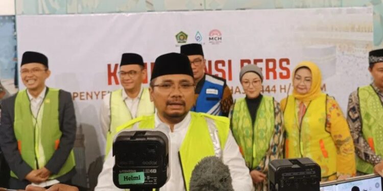 Ilustrasi: Menteri Agama (Menag) Yaqut Cholil Qoumas memberi keterangan kepada media di Majalengka, Jawa Barat, Minggu (28/5/2023). (MASAPNEWS/ANT)