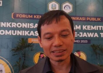 Direktur Tata Kelola Kemitraan Komunikasi Publik, Direktorat Jenderal Informasi dan Komunikasi Publik pada Kementerian Komunikasi dan Informatika Republik Indonesia Hasyim Gautama saat menghadiri acara KIM Se-Jawa Timur, di Pasuruan pada 30 dan 31 Mei 2023. (MASAPNEWS/ANT)
