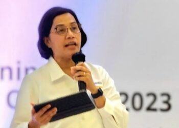 Menteri Keuangan Sri Mulyani Indrawati saat memberi kuliah umum di Undip Semarang, Senin. (MASAPNEWS/ANT)