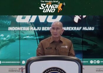 Menteri Pariwisata dan Ekonomi Kreatif (Menparekraf) Sandiaga Salahuddin Uno saat acara Weekly Brief with Sandi Uno di Jakarta, Rabu (10/1/2024). (MASAPNEWS/ANT)