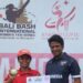 Atlet kriket putri Indonesia Rohmalia (kiri) dan Ketua Umum Pengurus Pusat Persatuan Cricket Indonesia (PP PCI) Abhiram Yadav Singh (kanan) berfoto bersama usai pertandingan Bali Bash International, di Lapangan kriket Udayana, Bali, Kamis (25/4/2024). (MASAPNEWS/ANT/HO/PP PCI)
