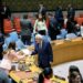 Riyad Mansour (tengah), pengamat tetap Palestina untuk PBB, terlihat menjelang pertemuan Dewan Keamanan untuk memperbarui pertimbangan keanggotaan penuh Palestina di PBB, di Markas Besar PBB di New York, Senin (8/4/2024). (MASAPNEWS/ANT/UN Photo)