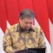 Menteri Koordinator Bidang Perekonomian Airlangga Hartarto menyampaikan pidatonya dalam Rapat Koordinasi Nasional Pengendalian Inflasi 2024 di Istana Negara, Jakarta, Jumat (14/6/2024). (MASAPNEWS/ANT)