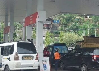 Salah satu SPBU yang melayani pembelian BBM Subsidi di Kota Jayapura, Papua. (MASAPNEWS/ANT)