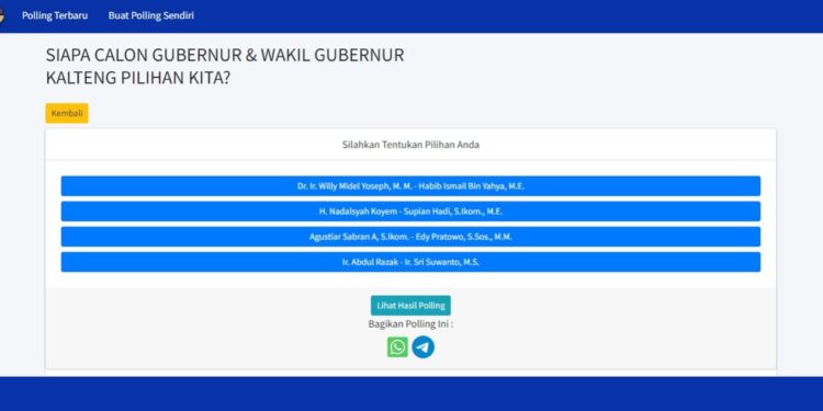 Tampilan polling Pilkada Kalteng 2024. (MASAPNEWS)