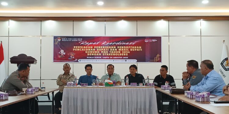 Suasana rakor di kantor KPU Kabupaten Gunung Mas. (IST)