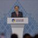 Perdana Menteri Malaysia Anwar Ibrahim menyampaikan pidato seusai menerima palu sidang sebagai simbol penyerahan Keketuaan ASEAN 2025 saat penutupan Konferensi Tingkat Tinggi (KTT) Ke-44 dan Ke-45 ASEAN 2024 di National Convention Center, Vientiane, Laos, Jumat (11/10/2024). (MASAPNEWS/ANT)