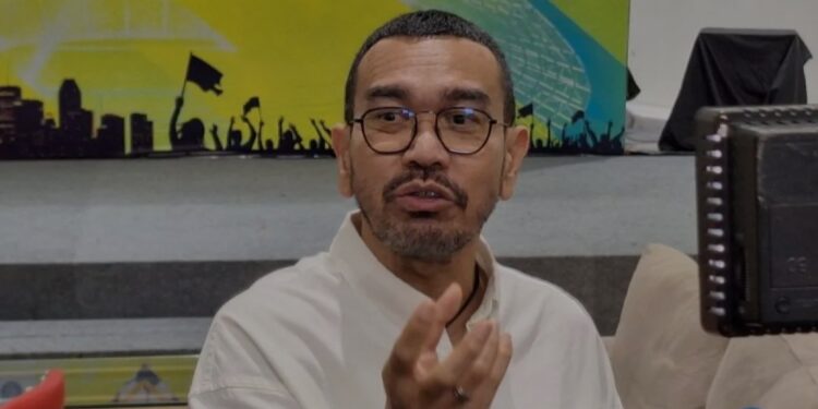 Exco Persatuan Sepak Bola Seluruh Indonesia (PSSI) Arya Sinulingga dalam konferensi pers di Jakarta, Selasa (07/01/2024). (MASAPNEWS/ANT)