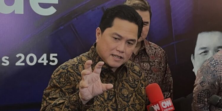 Menteri Badan Usaha Milik Negara (BUMN) Erick Thohir ditemui usai menghadiri acara MINDialogue di Jakarta, Kamis 9/1/2025). (MASAPNEWS/ANT)