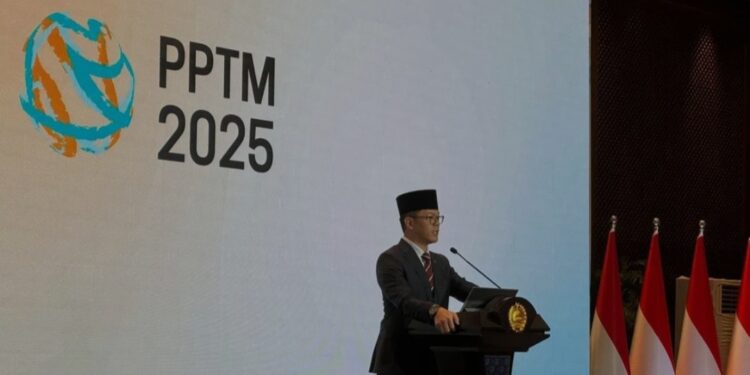 Menteri Luar Negeri RI Sugiono berbicara dalam acara Pernyataan Pers Tahunan Menteri Luar Negeri RI (PPTM) 2025 di Jakarta, Jumat (10/1/2025). (MASAPNEWS/ANT)