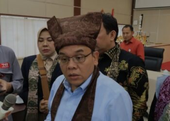 Ketua Komisi VII DPR RI Saleh Partaonan Daulay saat diwawancarai di Padang, Jumat (6/12/2024). (MASAPNEWS/ANT)