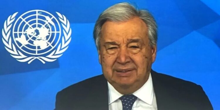 Tangkapan layar- Sekretaris Jenderal (Sekjen) Perserikatan Bangsa-Bangsa (PBB) Antonio Guterres menyampaikan sambutannya secara daring pada pembukaan Sidang Majelis Umum ke-15 IRENA di Abu Dhabi, Uni Emirat Arab, Minggu (12/1/2025). (MASAPNEWS/ANT)
