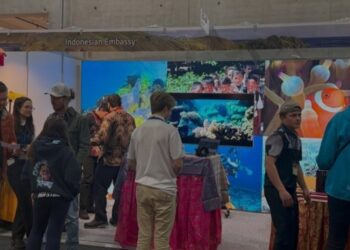 Stan pameran pariwisata Indonesia yang dibina KBRI Oslo selama agenda pameran wisata Travel Expo di Lillestrom, Oslo, Norwegia, pada 10-12 Januari 2025. (MASAPNEWS/ANT/HO-KBRI Oslo)