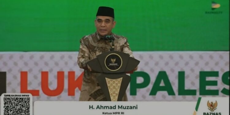 Tangkapan layar - Ketua MPR RI Ahmad Muzani dalam kegiatan 'public expose' "Membasuh Luka Palestina" yang diprakarsai oleh Badan Amil Zakat Nasional (Baznas) RI di Kompleks Parlemen, Jakarta, Rabu (15/1/2025). (MASAPNEWS/ANT)