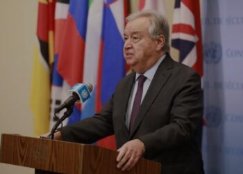 Sekretaris Jenderal PBB Antonio Guterres berbicara kepada pers di luar Ruang Dewan Keamanan di markas besar PBB di New York, pada 5 Desember 2024. (MASAPNEWS/ANT)