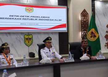 Bupati Gumas dan Forkopimda Ikuti Detik-Detik Proklamasi Kemerdekaan Secara Virtual