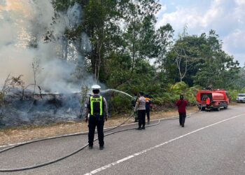 Polres Gumas dan Tim Gabungan Padamkan Karhutla di Batu Nyapau